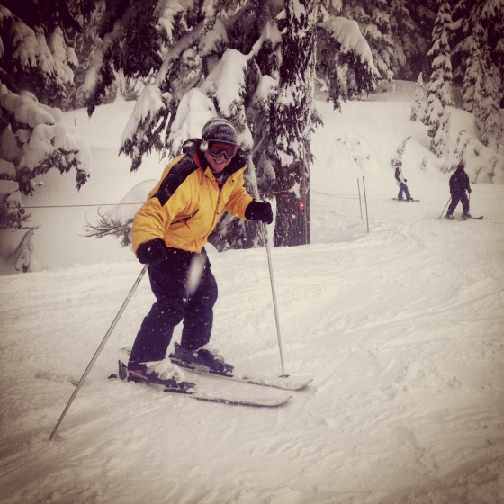 Dad Skiing